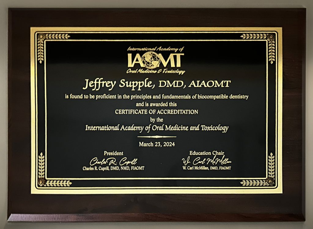 Dr. Jeffrey Supple IAOMT Award